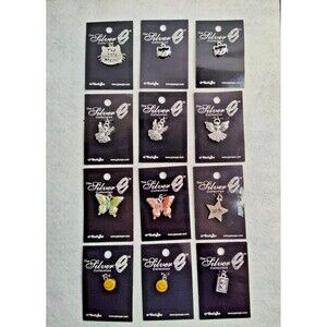 Delight Silver Collection Charms Lot 12pc Angel Cat Butterfly Smiley Face New